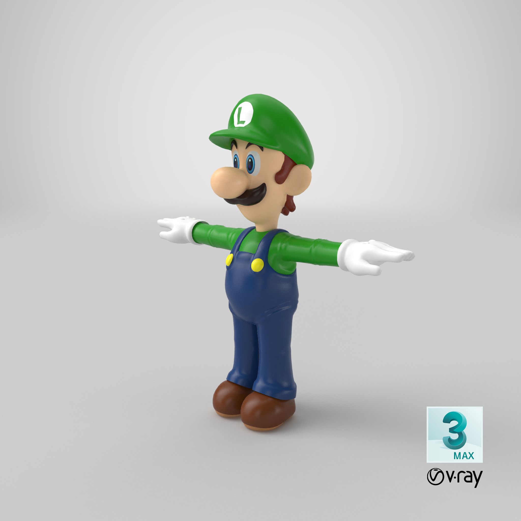 Luigi royalty-free 3d model - Preview no. 25