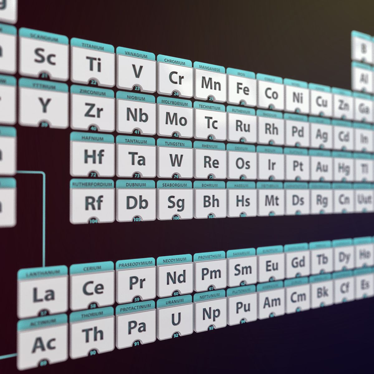 Elementler ve Kimya Periyodik Tablosu 3d model