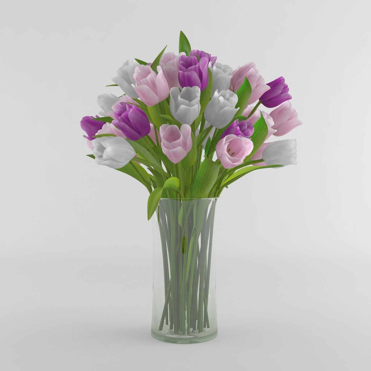 Tulip flower glass vase 3d model