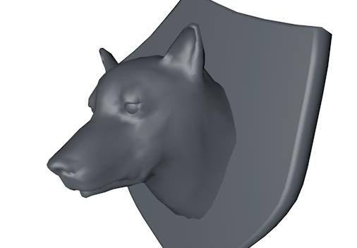 Low Poly Mounted Wolf Dog Head 3d model