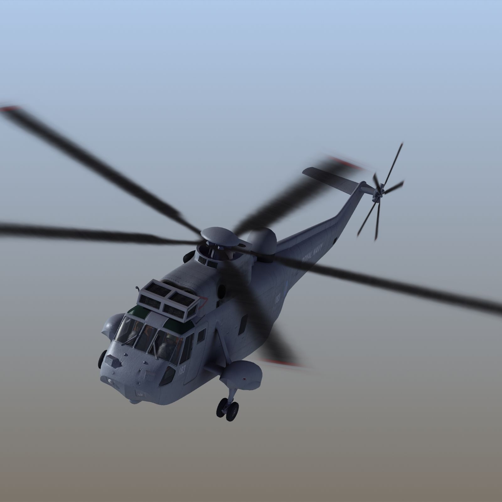 Королевский флот SeaKing Mk7 royalty-free 3d model - Preview no. 5