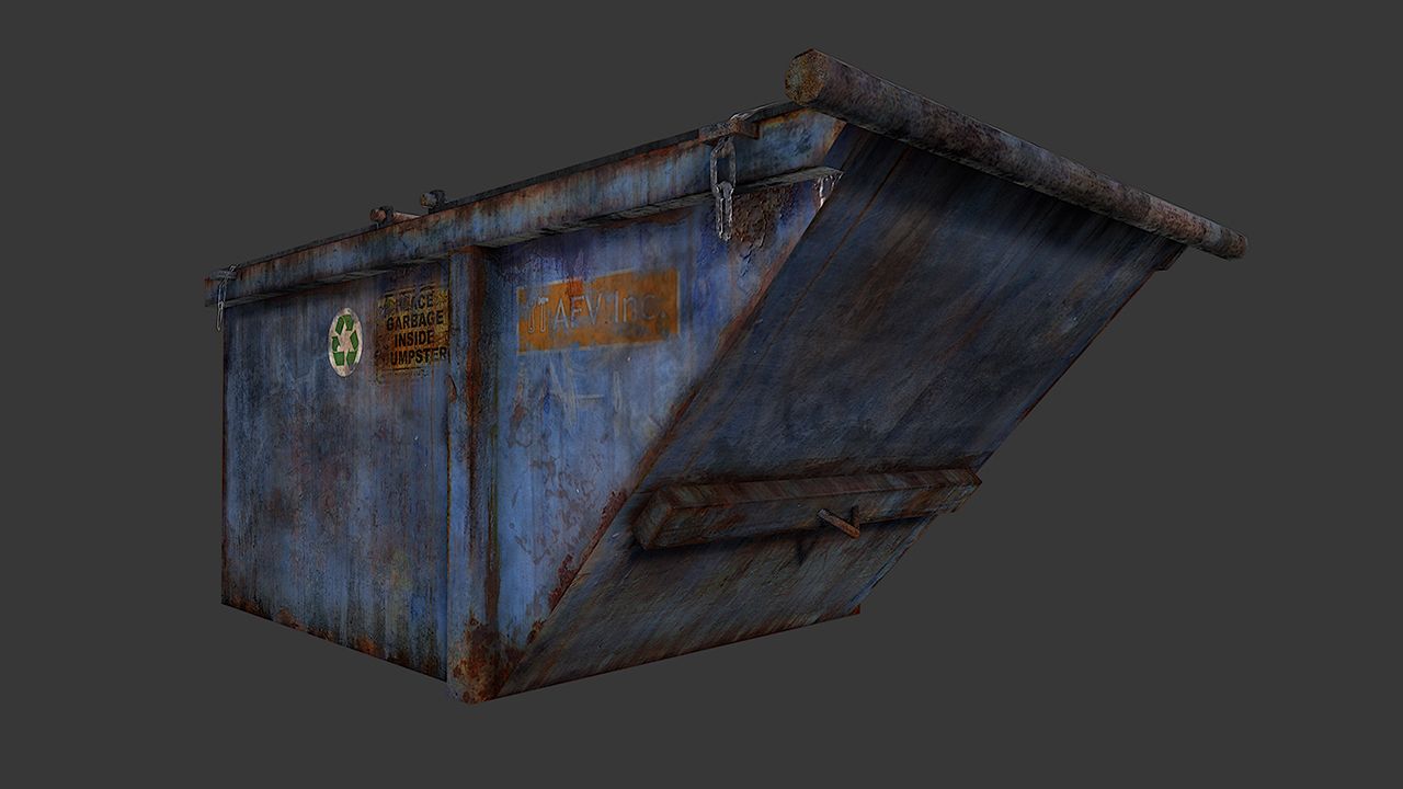 Oude vuile afvalcontainer 3d model