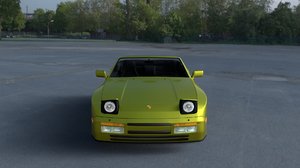 Porsche 944 Cabriolet mit Innenraum von oben nach unten HDRI 3d model