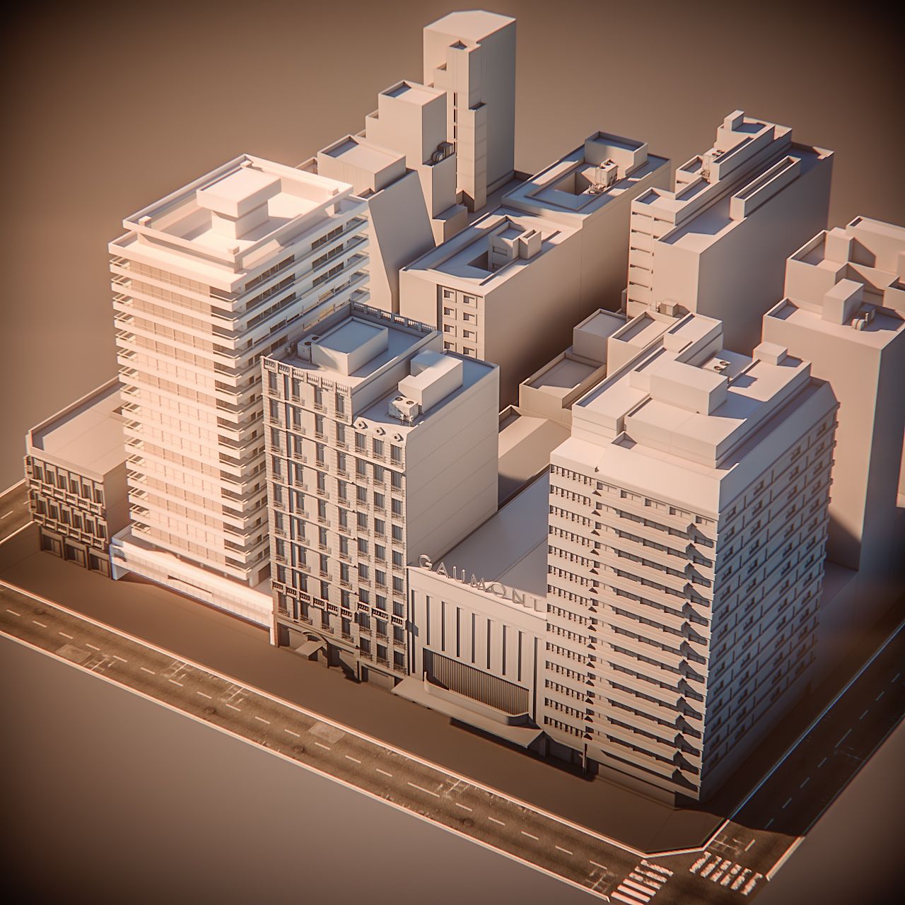 HOTEL and CITY BLOCK 3d model