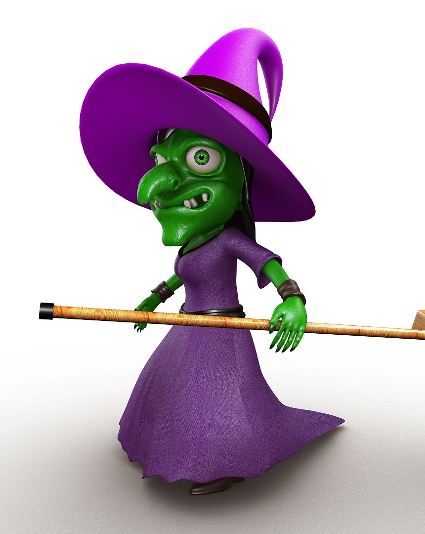 Cartone animato strega viola 3d model