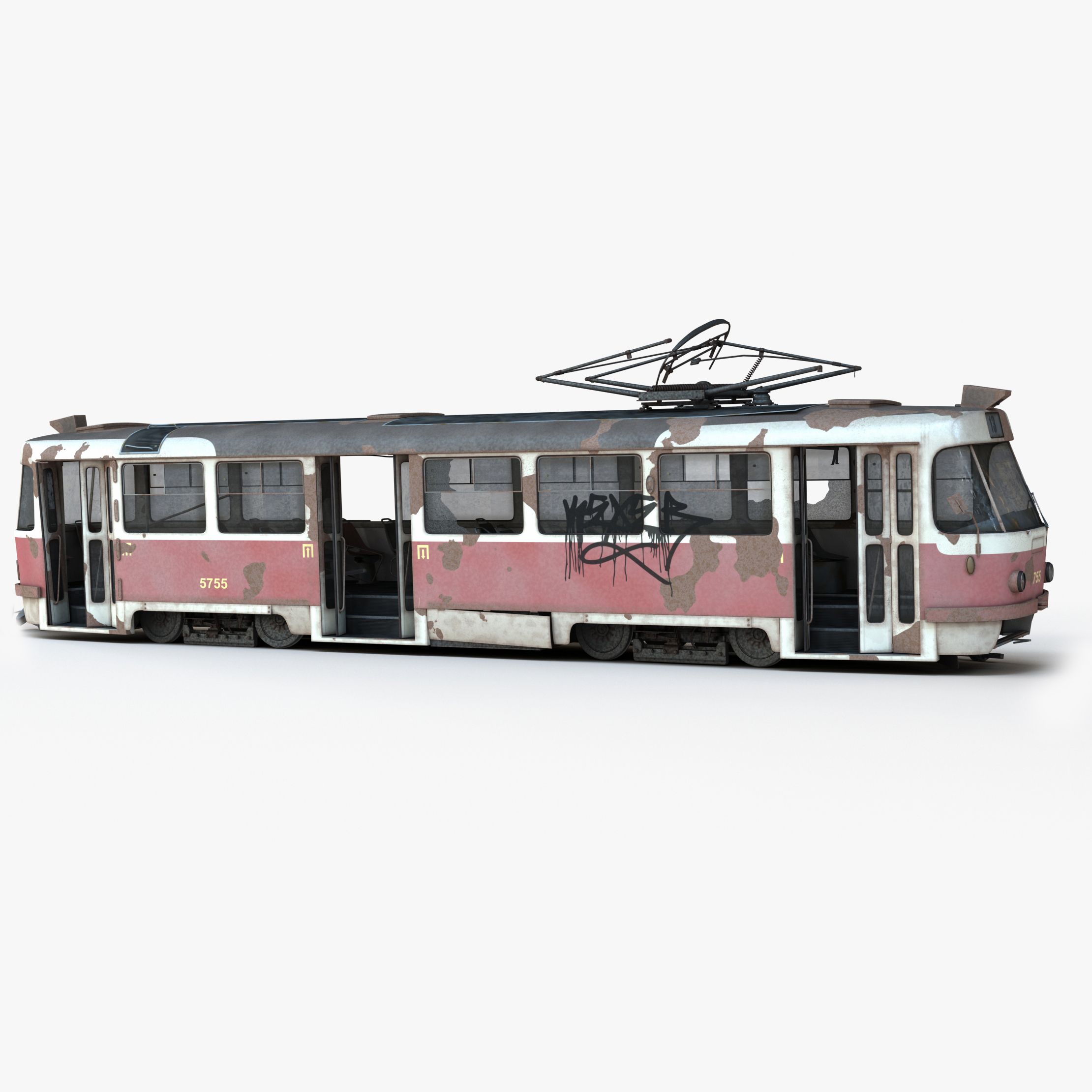 放棄された路面電車 3d model