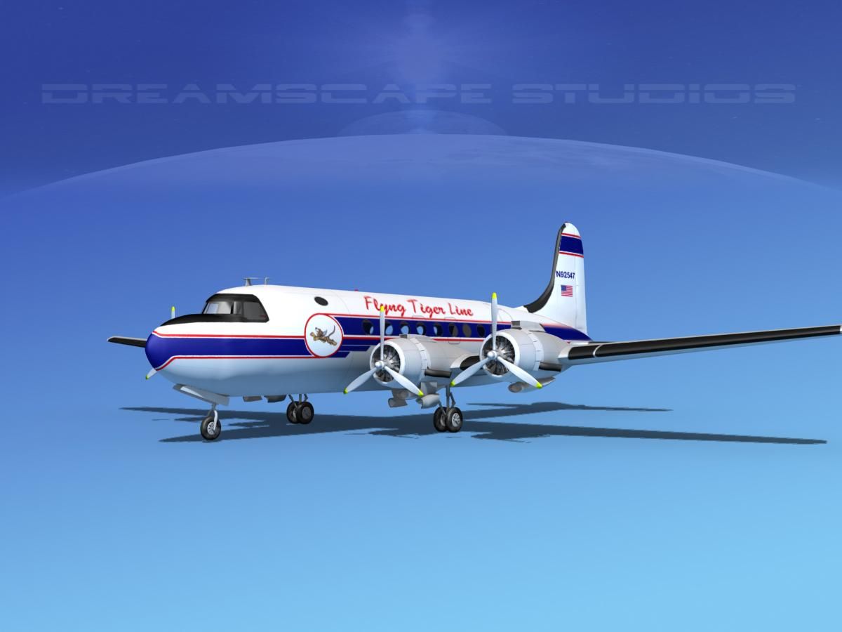 Douglas DC-4 Flying Tiger Air Cargo 3d model