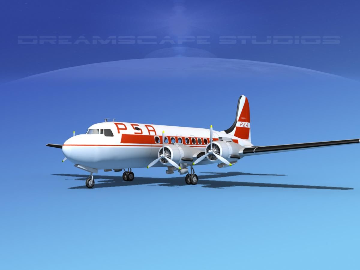 Douglas DC-4 PSA Airlines 3d model