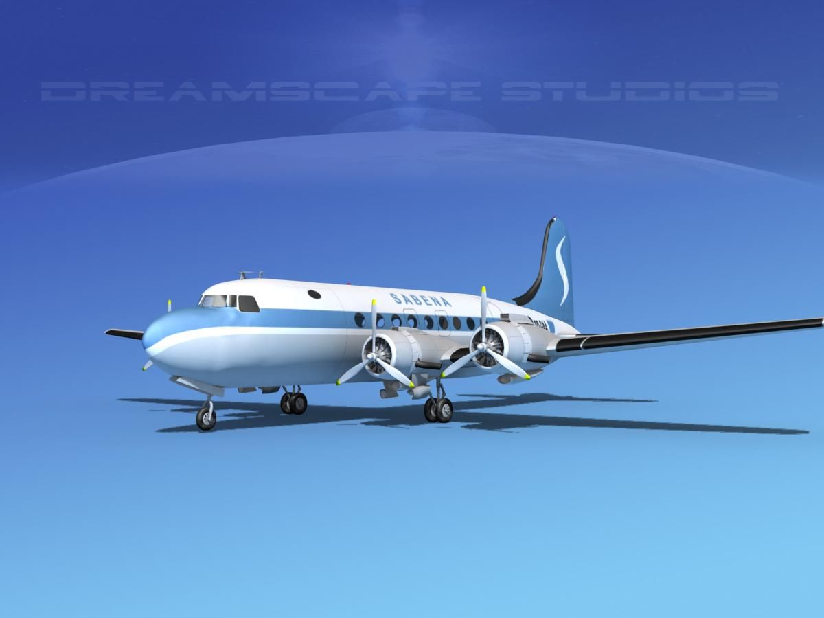 Douglas DC-4 Sabena Airlines 2 royalty-free 3d model - Preview no. 1