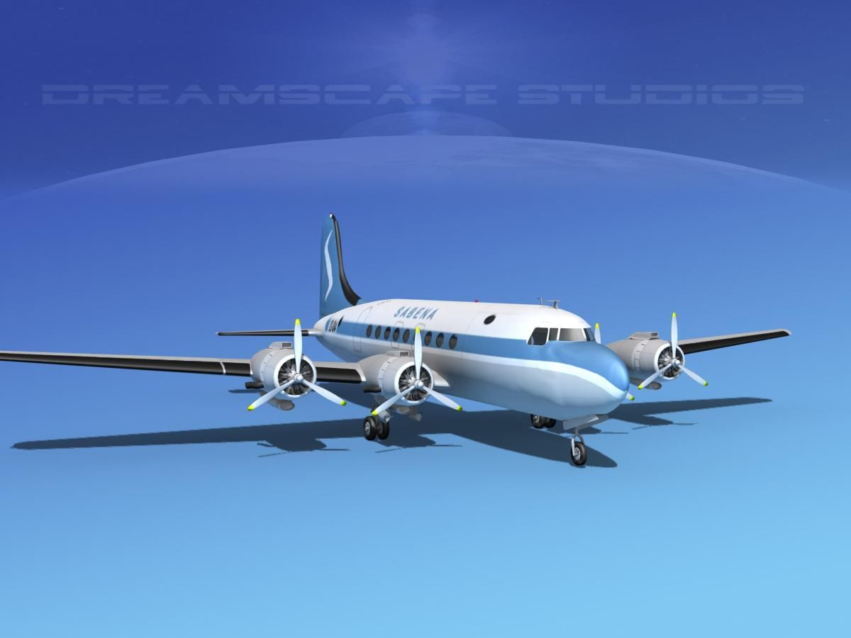 Douglas DC-4 Sabena Airlines 2 royalty-free 3d model - Preview no. 3