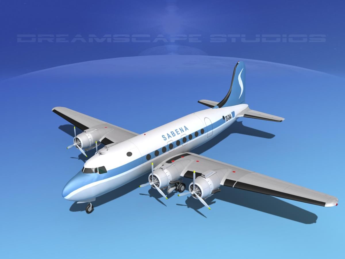 Douglas DC-4 Sabena Airlines 2 royalty-free 3d model - Preview no. 11