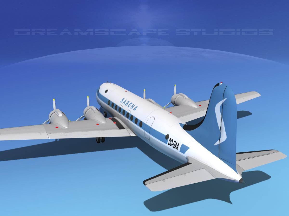 Douglas DC-4 Sabena Airlines 2 royalty-free 3d model - Preview no. 8