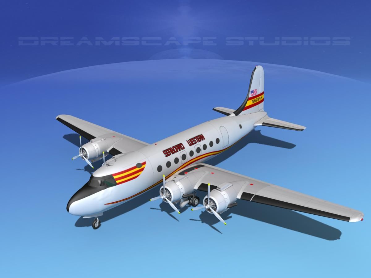 Douglas DC-4 Seaboard and Western royalty-free 3d model - Preview no. 11