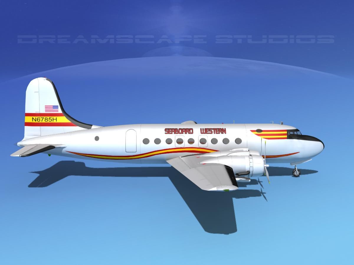 Douglas DC-4 Seaboard and Western royalty-free 3d model - Preview no. 5