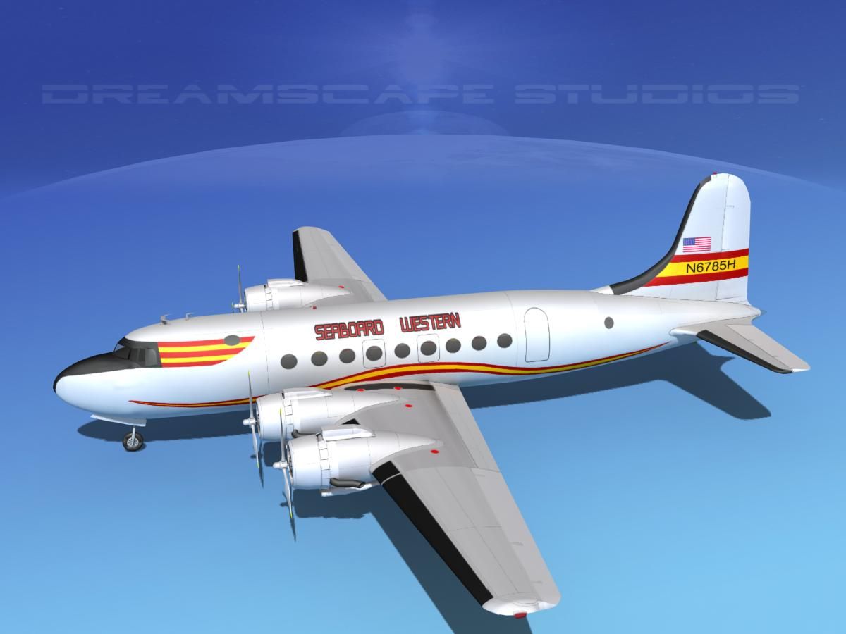 Douglas DC-4 Seaboard and Western royalty-free 3d model - Preview no. 10