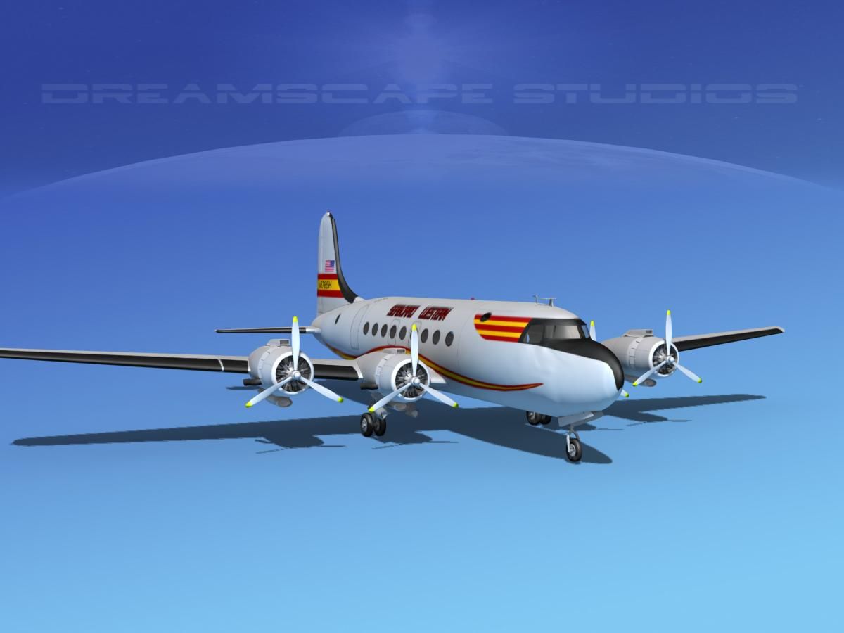 Douglas DC-4 Seaboard and Western royalty-free 3d model - Preview no. 3