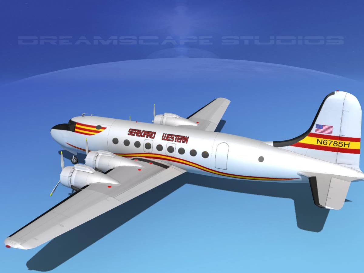 Douglas DC-4 Seaboard and Western royalty-free 3d model - Preview no. 9