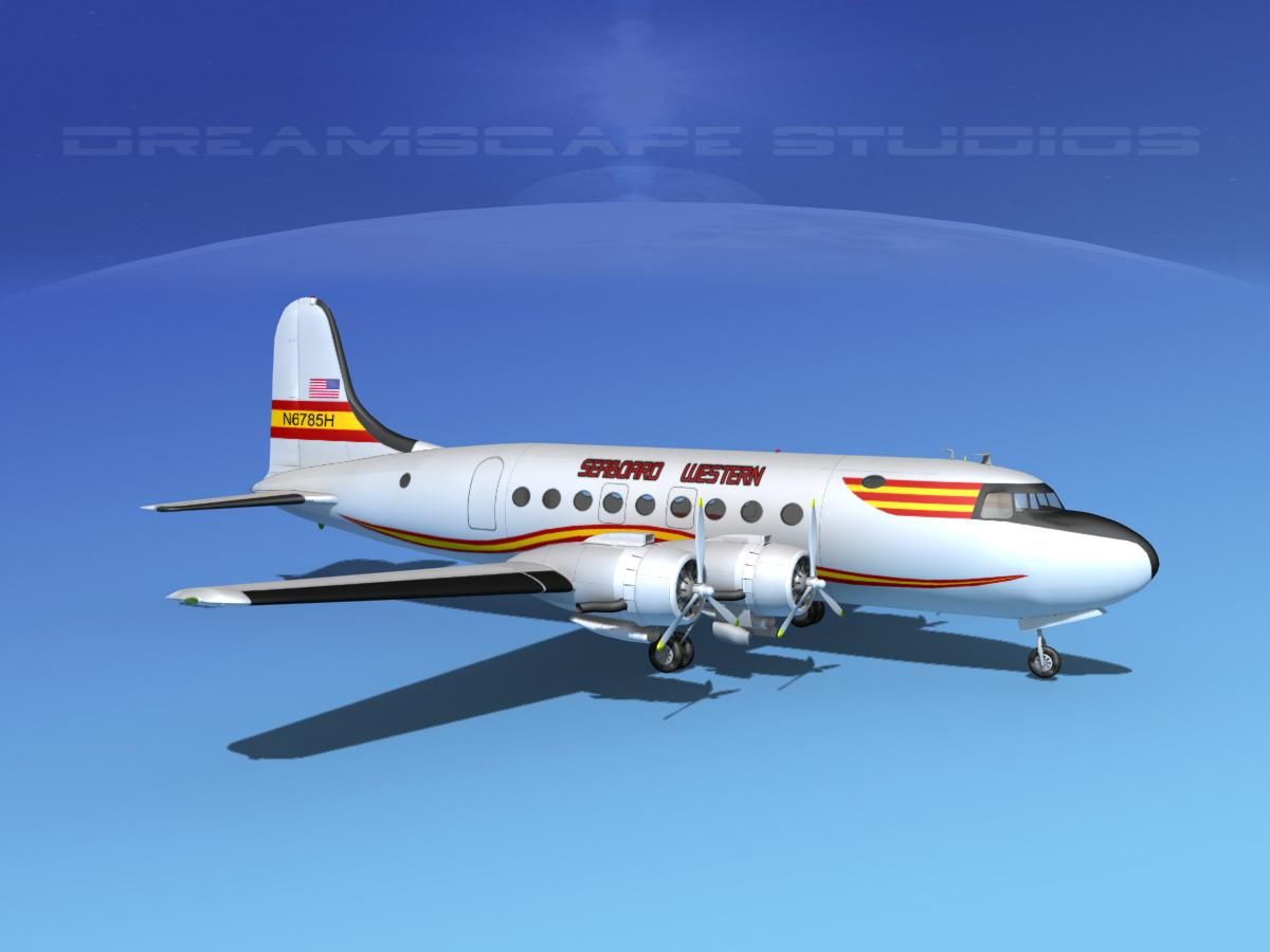 Douglas DC-4 Seaboard and Western royalty-free 3d model - Preview no. 4