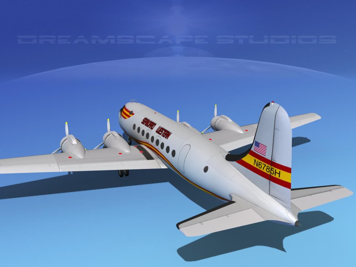 Douglas DC-4 Seaboard and Western royalty-free 3d model - Preview no. 8