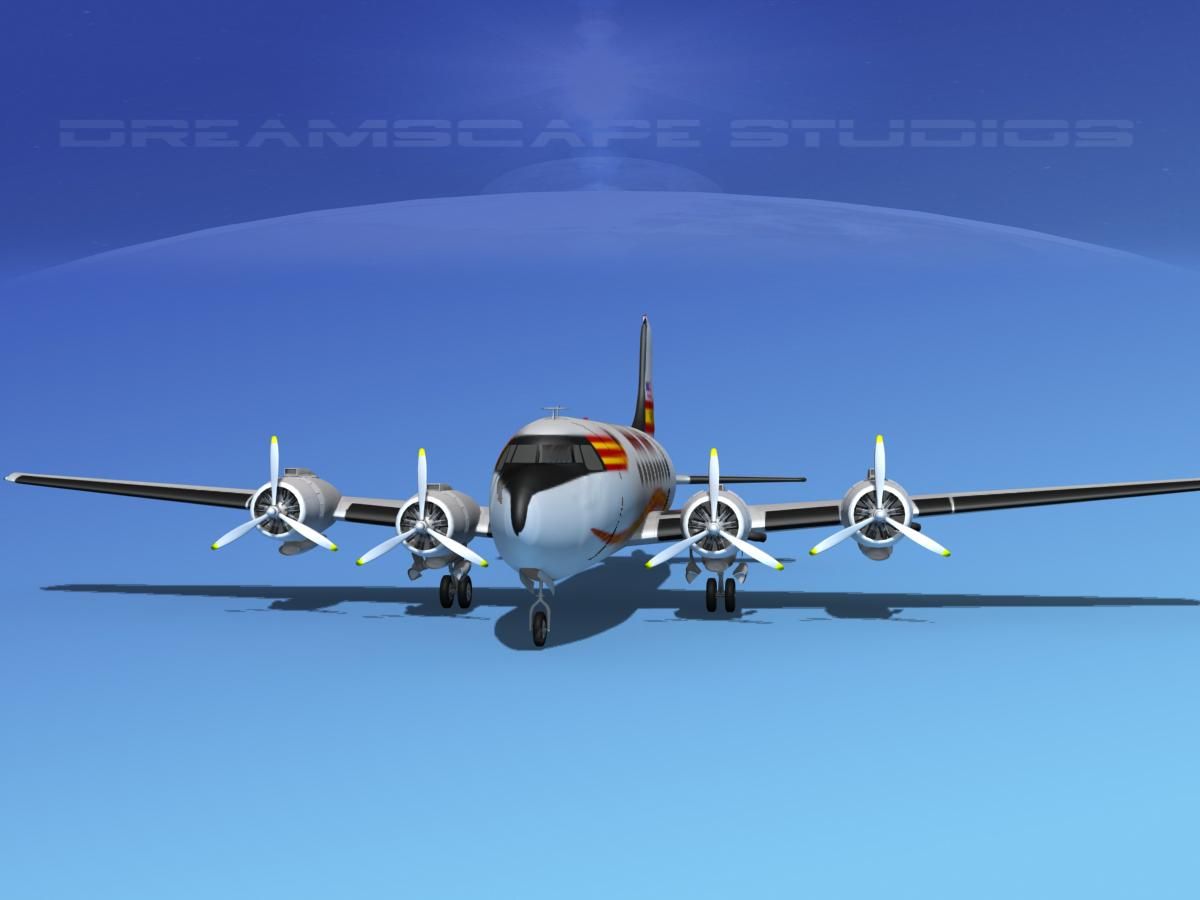 Douglas DC-4 Seaboard and Western royalty-free 3d model - Preview no. 2