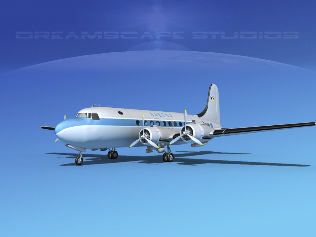 Douglas DC-4 Sabena Airlines 3d model