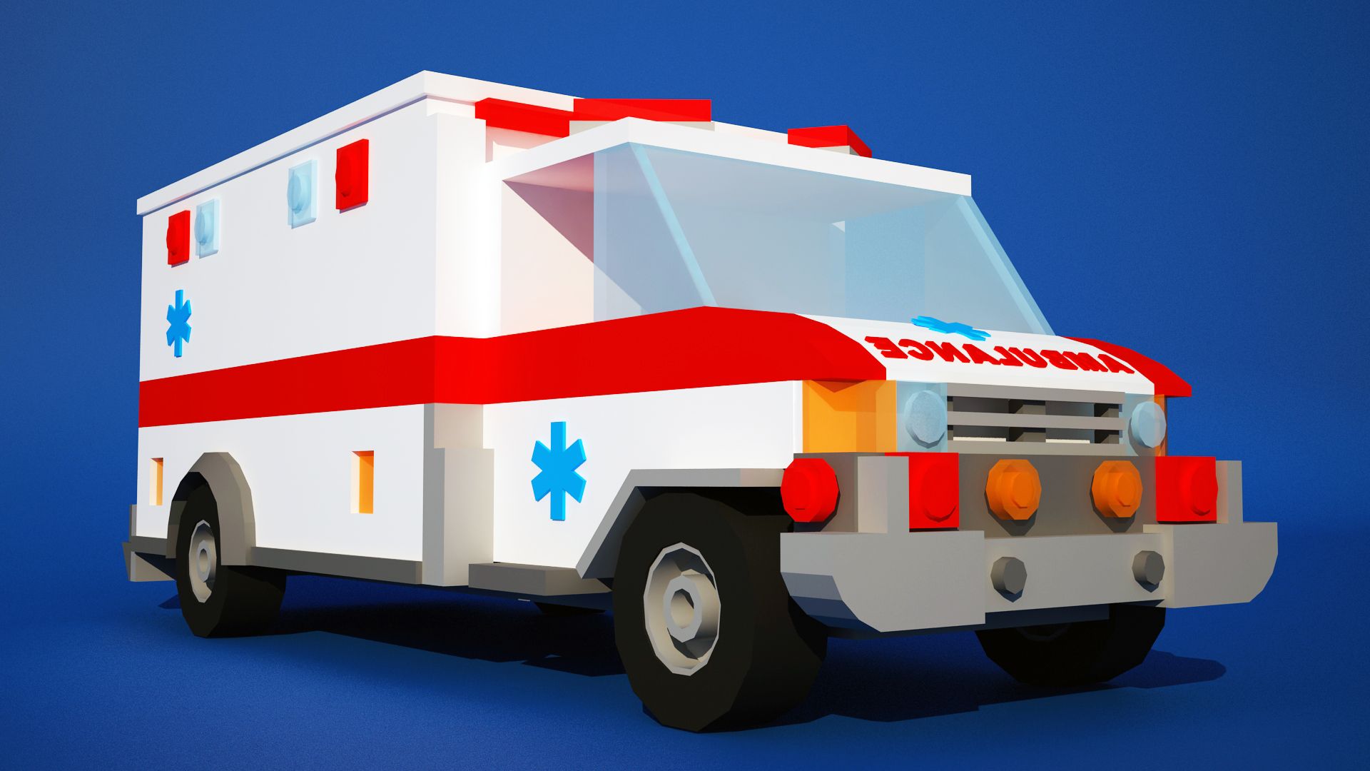 Ambulância Low Poly royalty-free 3d model - Preview no. 2