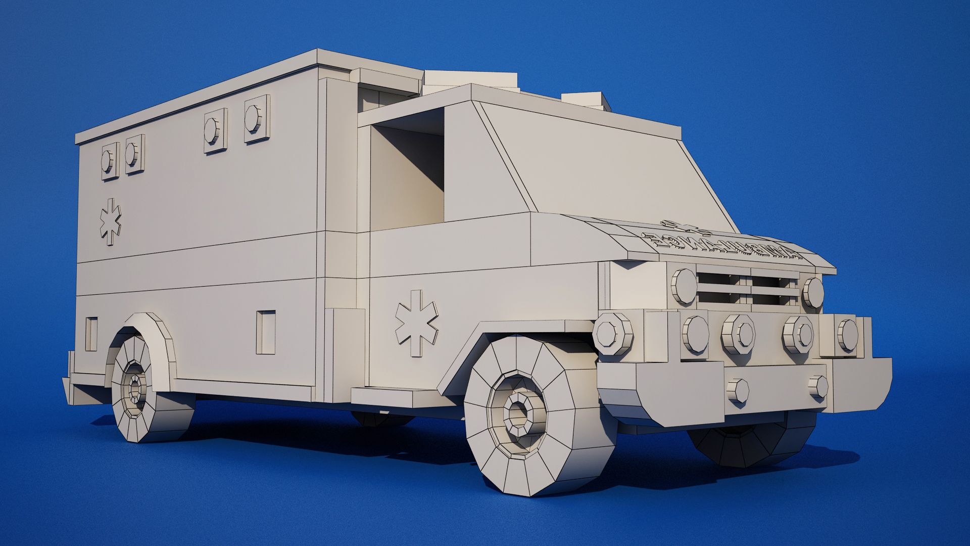 Ambulância Low Poly royalty-free 3d model - Preview no. 5