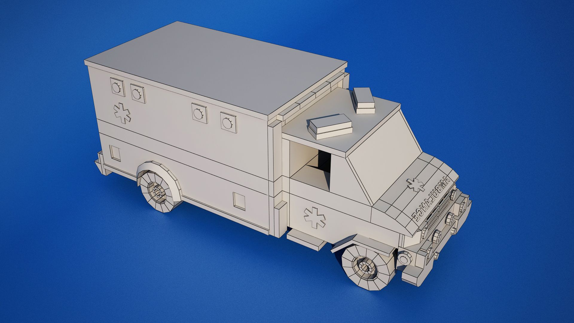 Ambulância Low Poly royalty-free 3d model - Preview no. 7