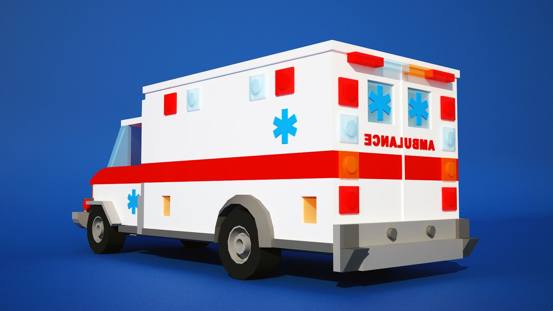 Ambulância Low Poly royalty-free 3d model - Preview no. 3