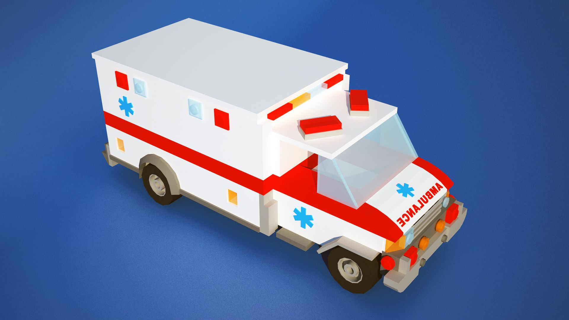 Ambulância Low Poly royalty-free 3d model - Preview no. 4