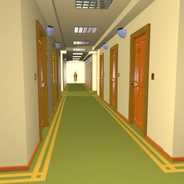 Couloir d'hôtel de bande dessinée 3d model