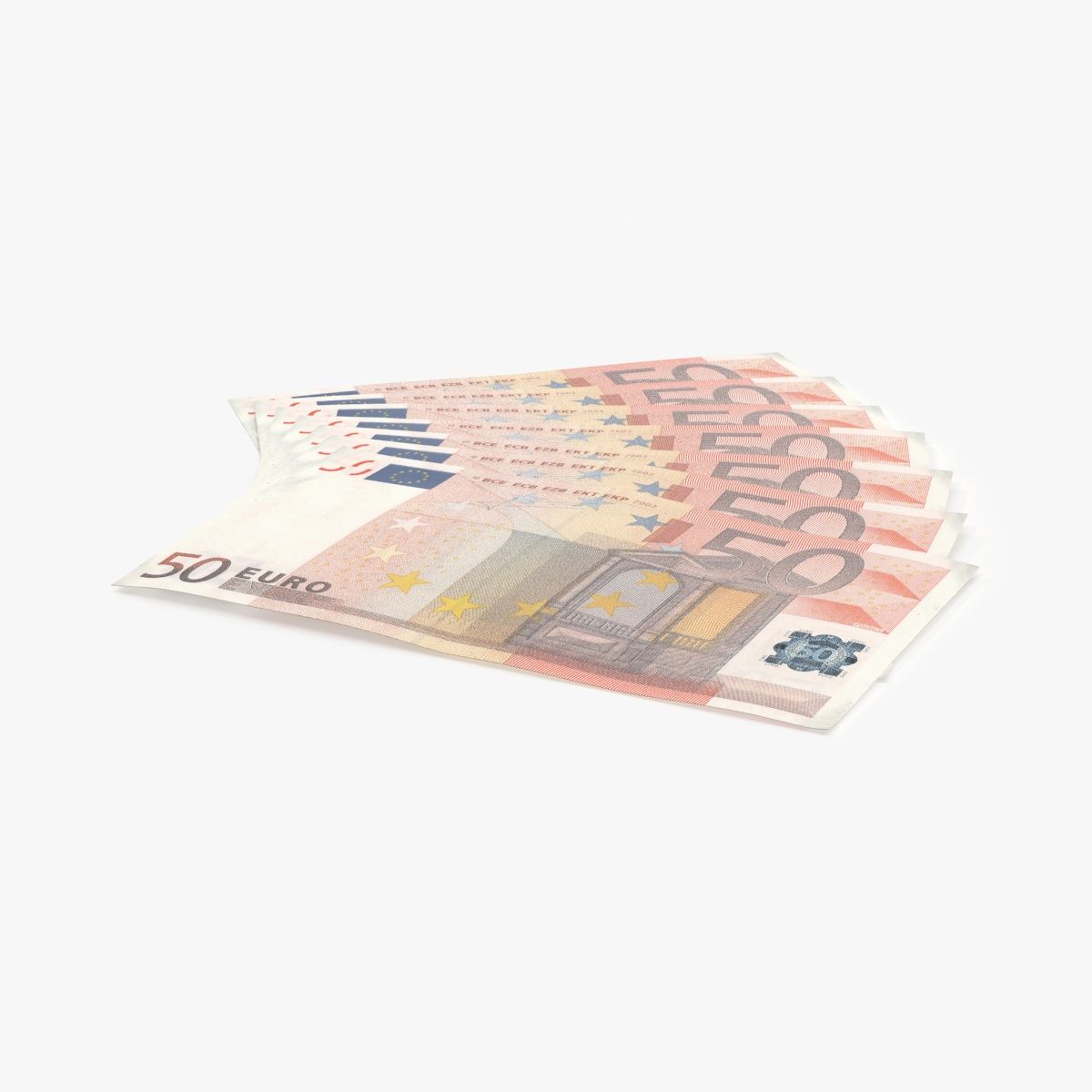 50 Euro bill Fanned 3d model