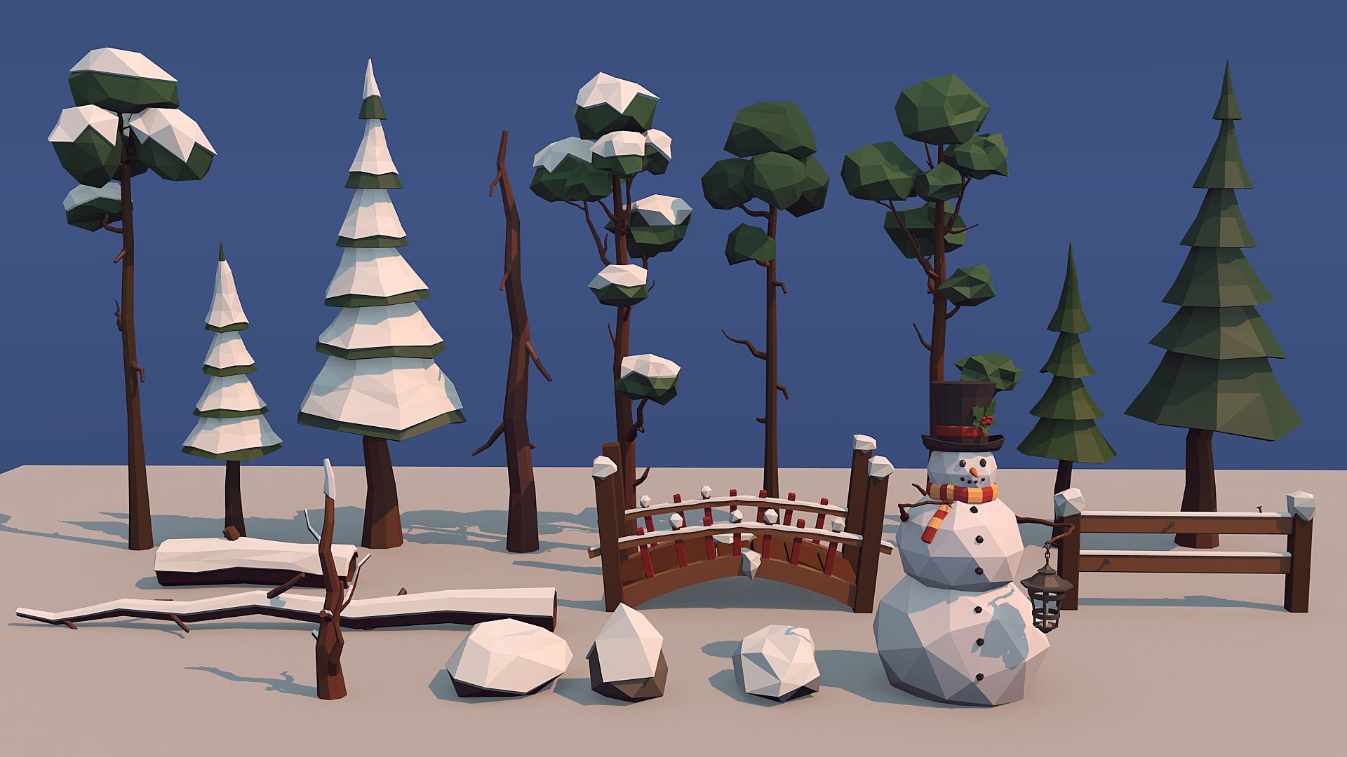 winter trees 3d model