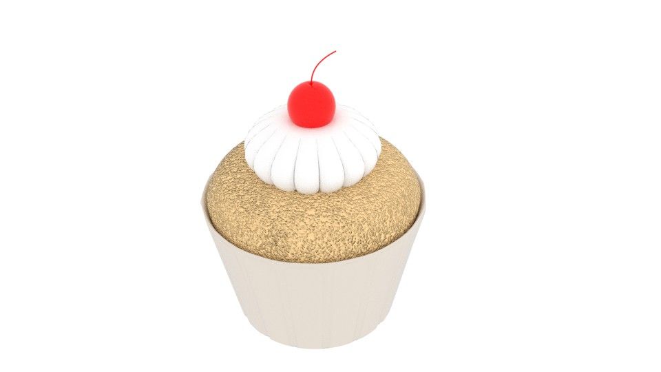 Cupcake aux cerises 3d model