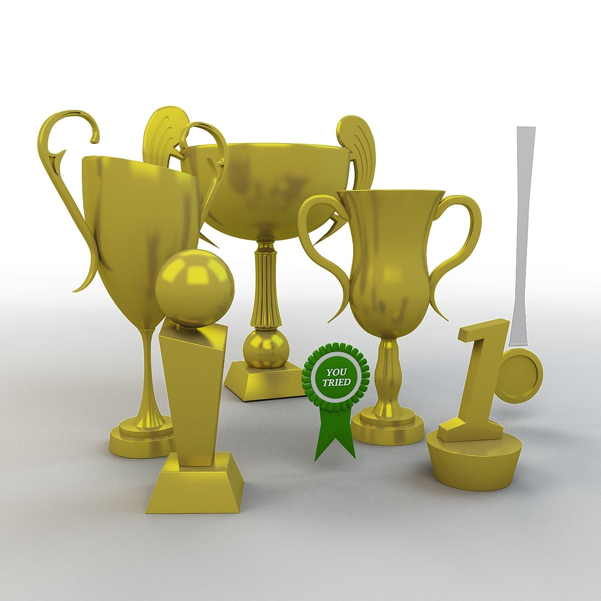 Cartoon Prize Cups Set 3d model