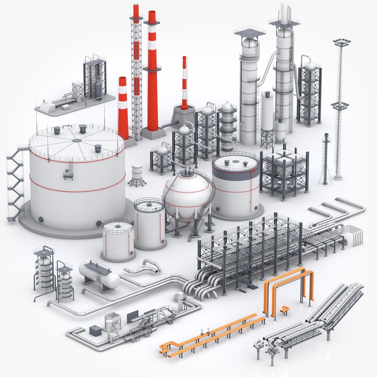 Refinery kitbash Industrial collection unit 3d model