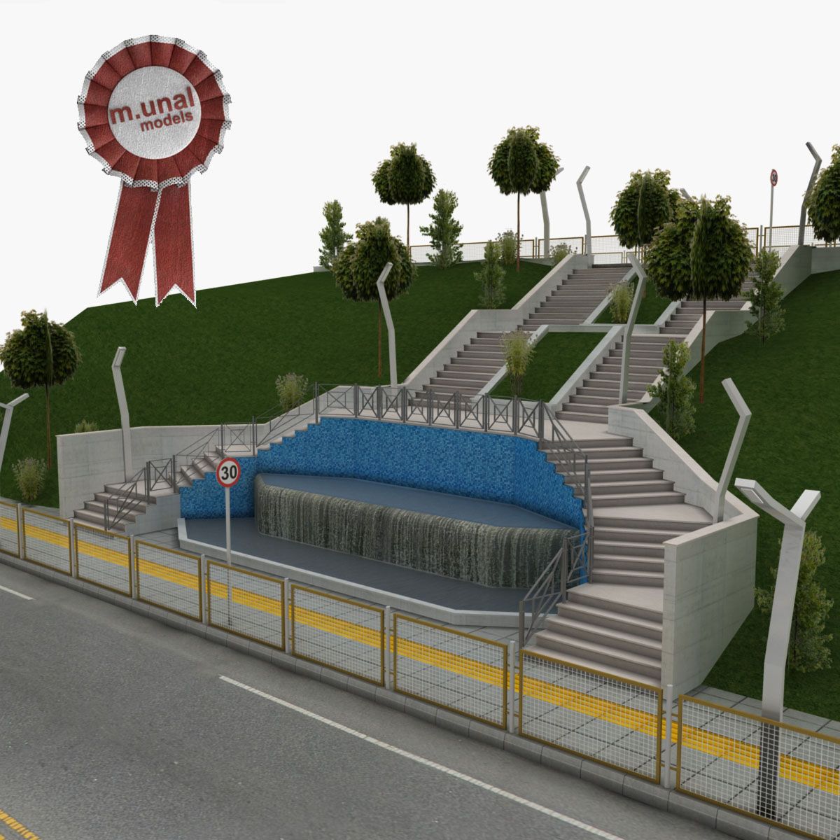 City Park Stairs 3d model