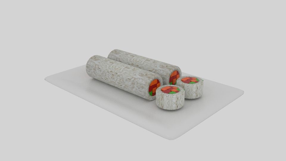 Sushi de cylindre en tranches 3d model