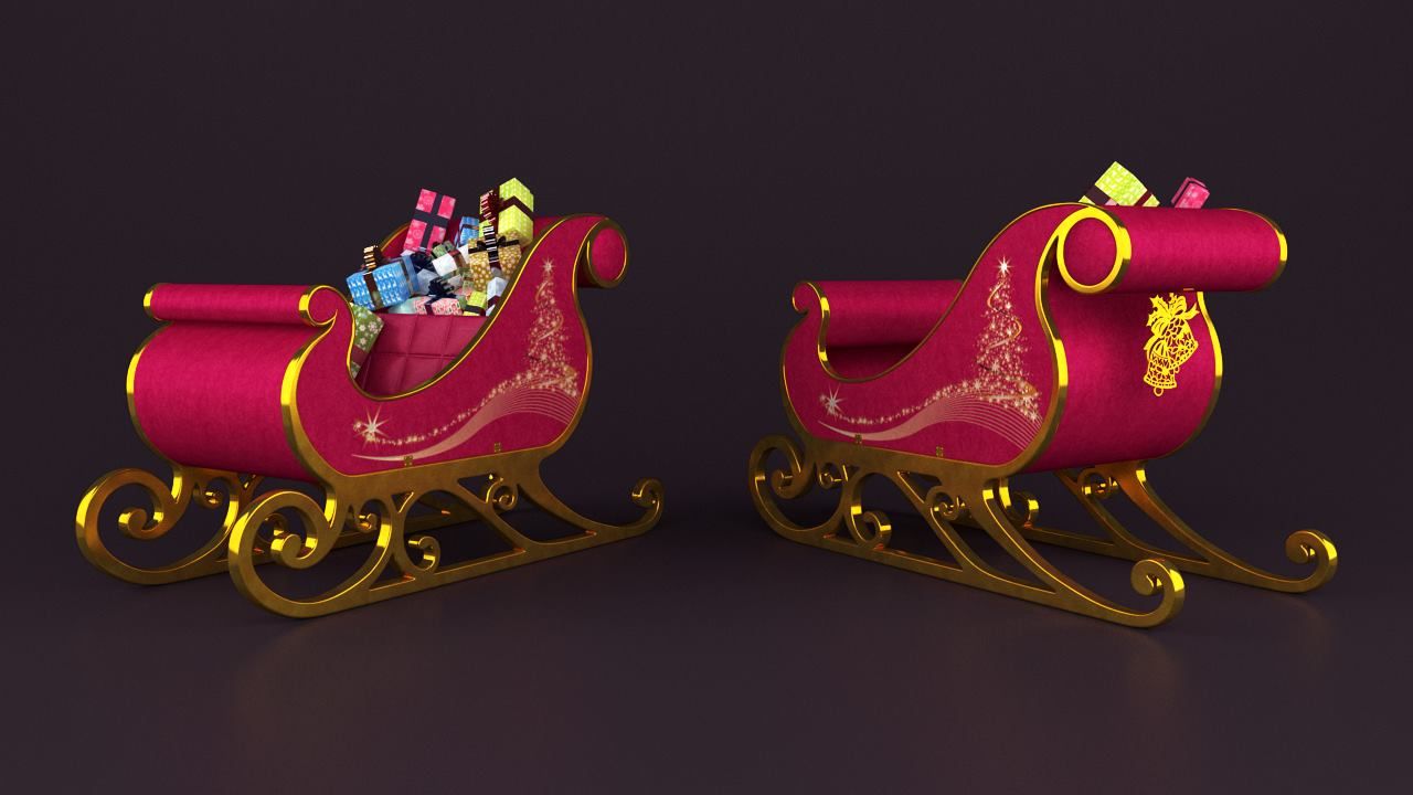 Santa Sledge With Gifts 3d model