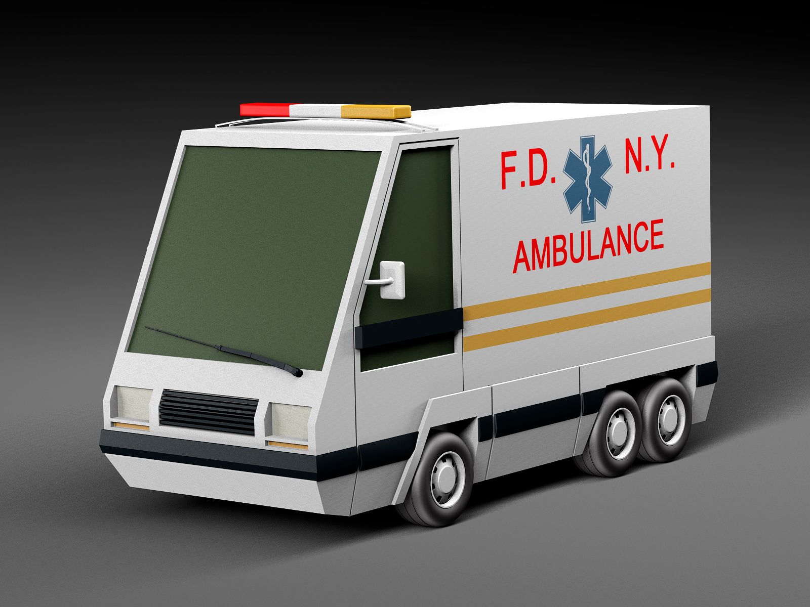 Ambulância de carro dos desenhos animados 3d model