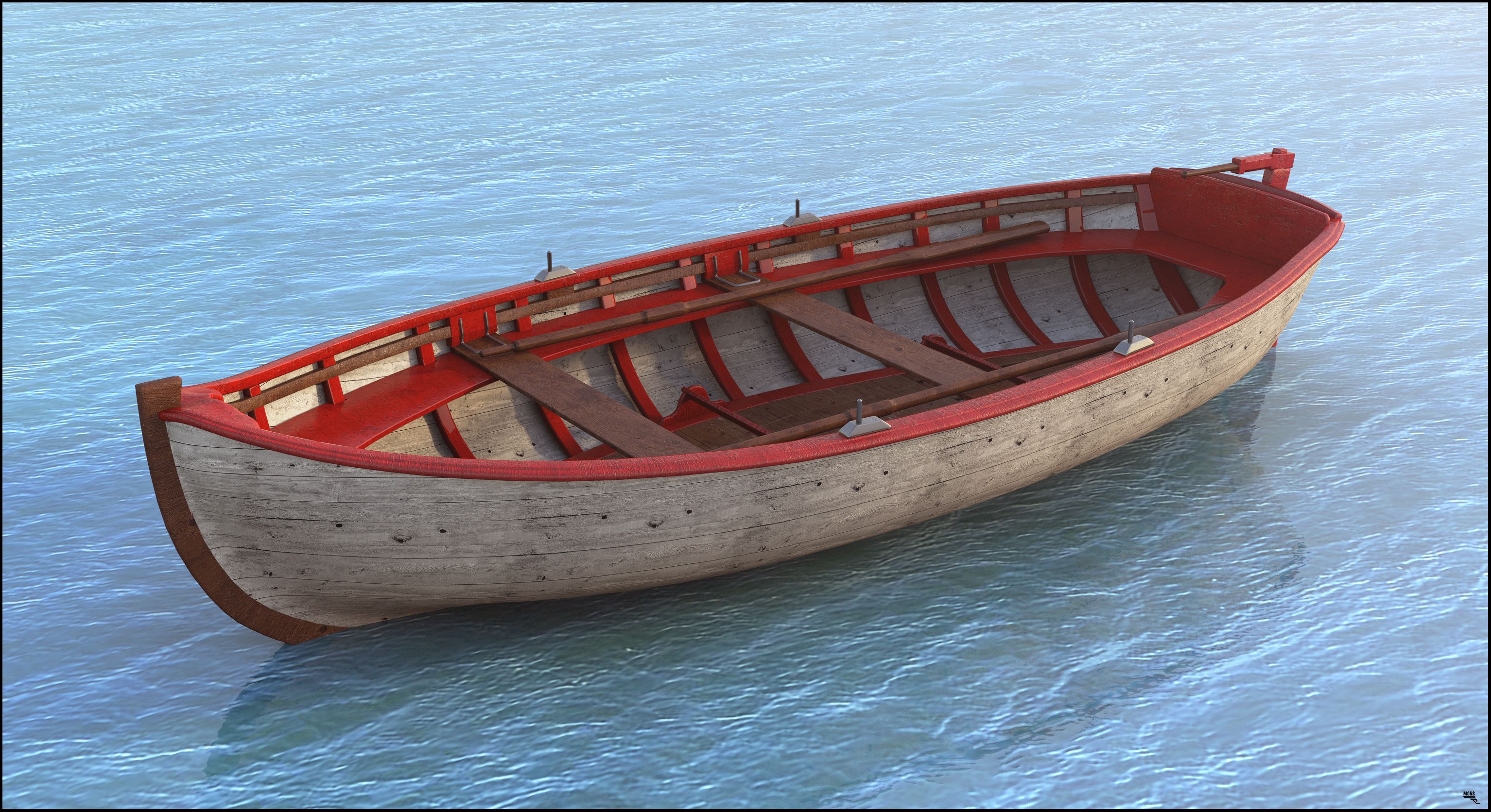 Velho barco de pescador 3d model