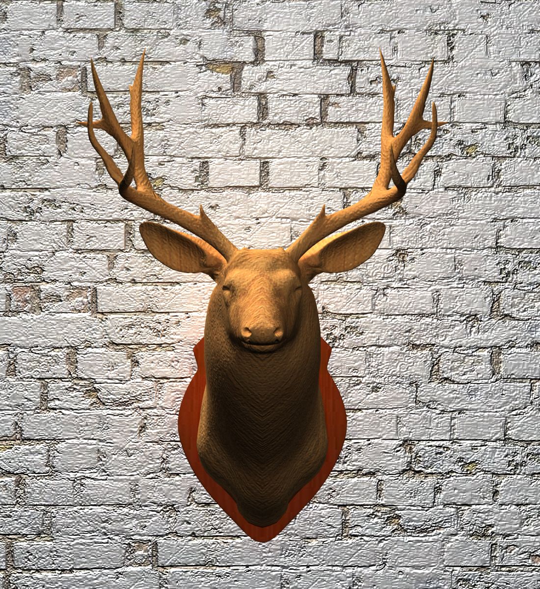 Wooden deer head royalty-free 3d model - Preview no. 3