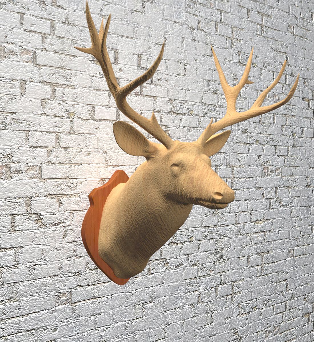 Wooden deer head royalty-free 3d model - Preview no. 2