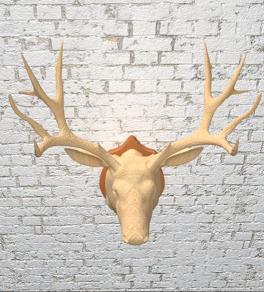 Wooden deer head royalty-free 3d model - Preview no. 5