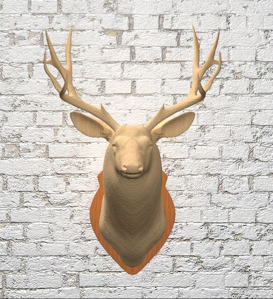 Wooden deer head royalty-free 3d model - Preview no. 1