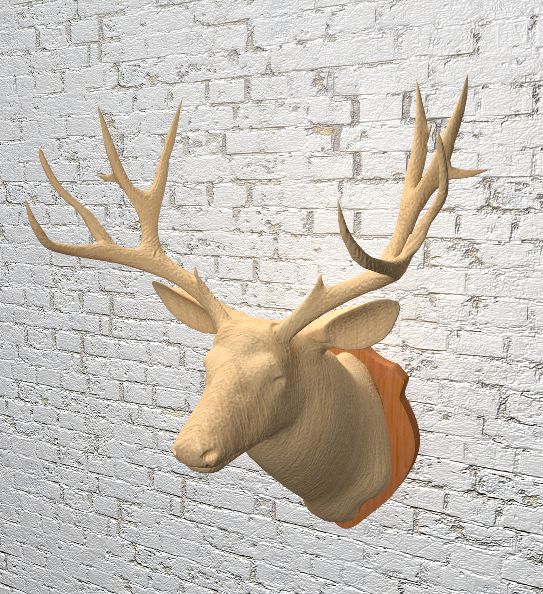 Wooden deer head royalty-free 3d model - Preview no. 4