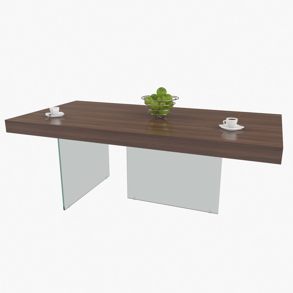 ARIA Espresso - Mesa de comedor de madera oscura y vidrio modelo 3d