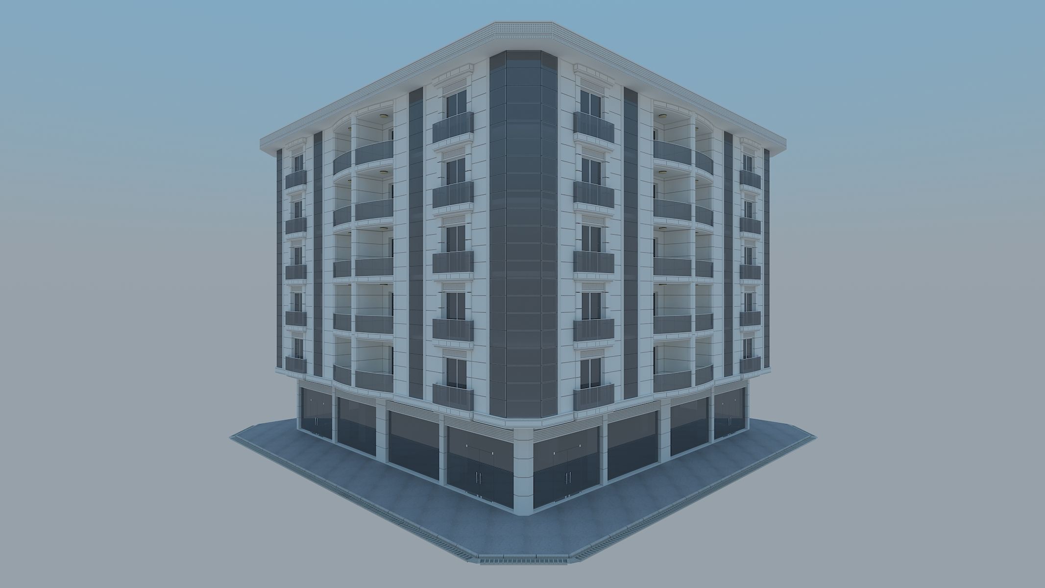 Apartment building architecture 3d model