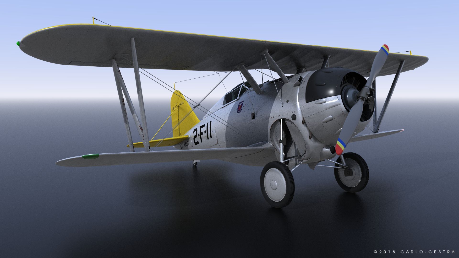 GRUMMAN F2F-1 USS Lexington CV-2 1940 3d model