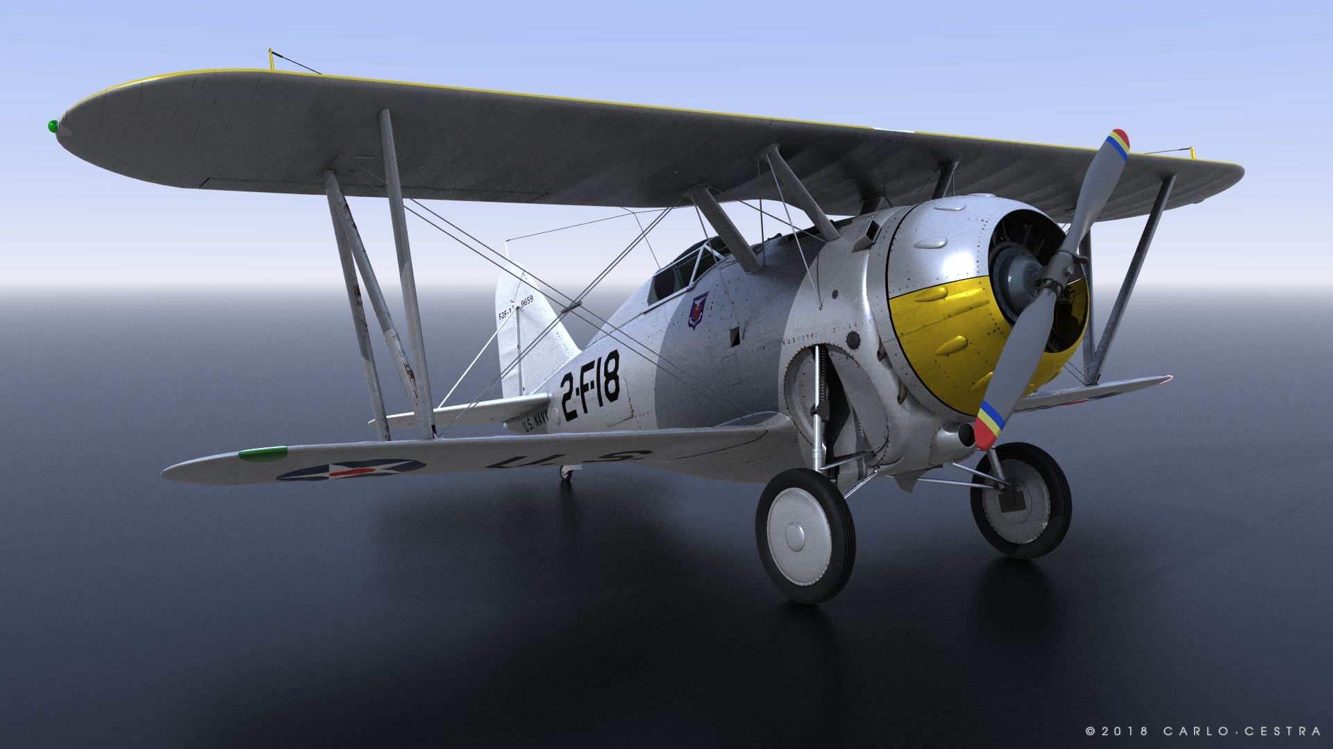 GRUMMAN F2F-1 USS Saratoga CV-2 1939 3d model